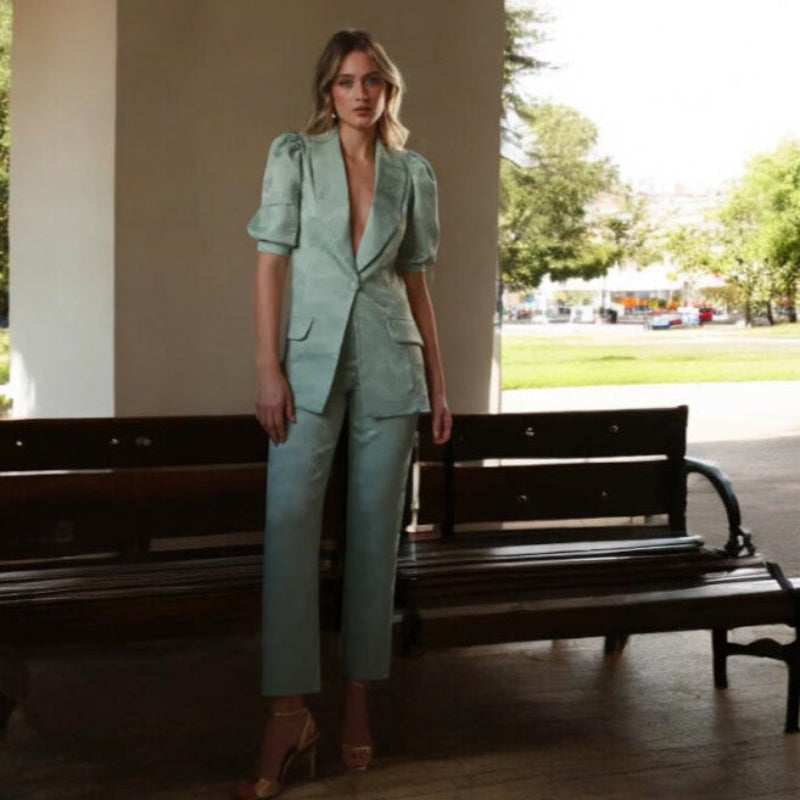 Lara Jacquard Mint Suit