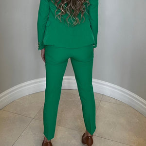 Bright money, kelly Green blazer suit  with matching trousersperfect for the office or any elevated casual look