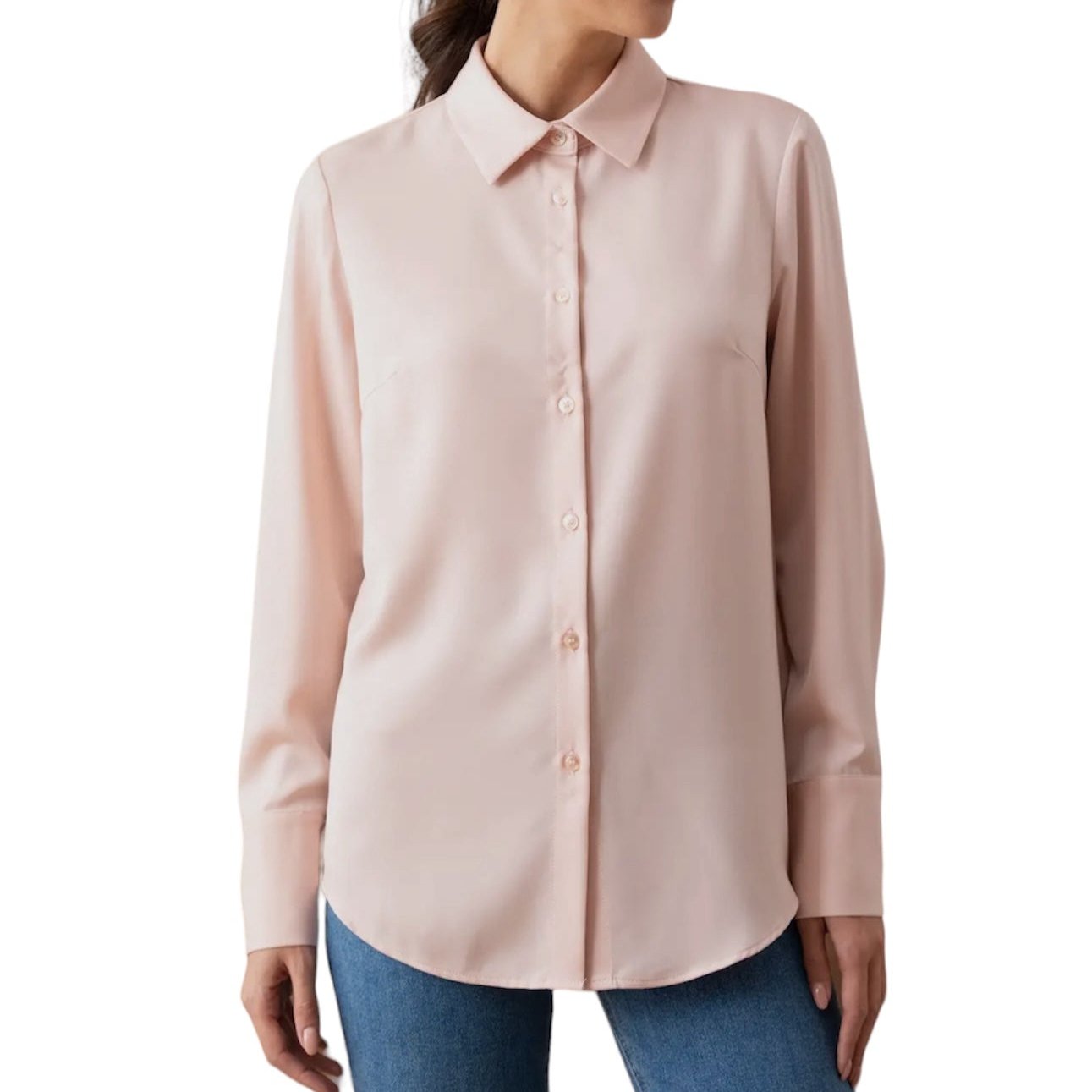 women's blush office button up shirt