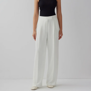 Women's Suit White Trousers with double pleat front and side pockets. Part of a 3 piece suit set.