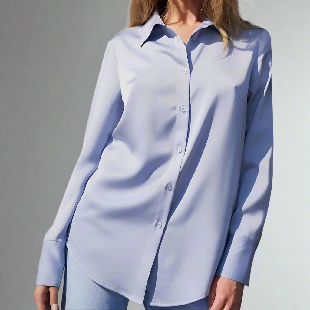 Simple Blue Button Up Kira Blue Button-Up Shirt – Desk to Dusk