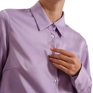 women's lavender office button up shirt