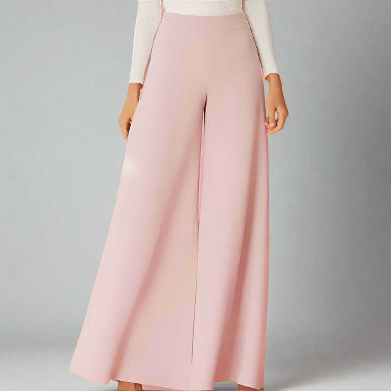 BLUSH SUIT SET WITH COLLARLESS BLAZER AND PALAZZO STYLE PANTS