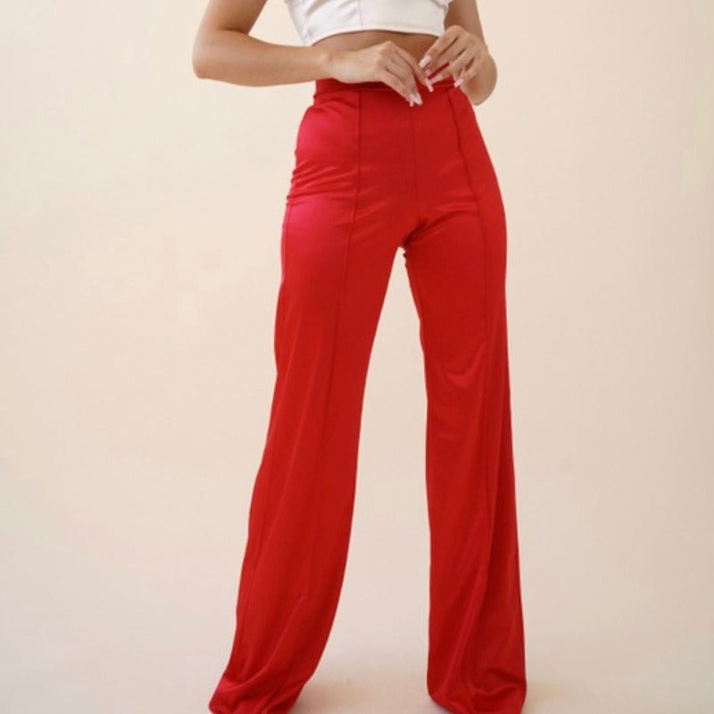 Candace Satin High-Waisted Trouser – Desk to Dusk